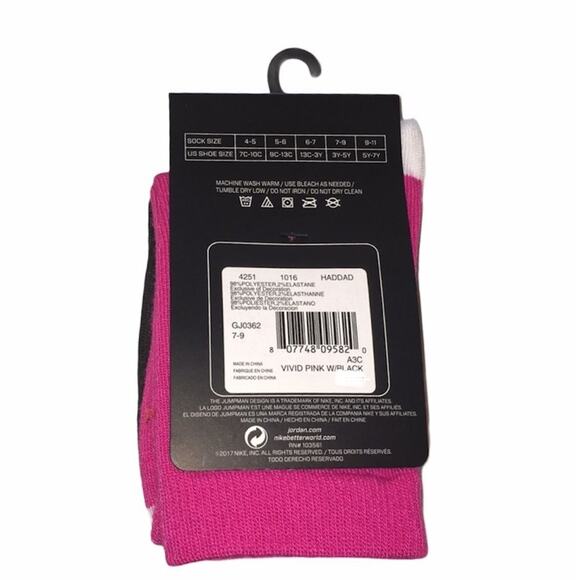 Michael’s Jordan Crew Socks 2 Pairs Pink Black - Picture 4 of 5